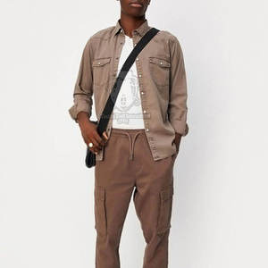 Chemises en jean pour hommes, coupe ajustée, couleur unie, vente en gros, quantité importante, faible MOQ - Product Image 4