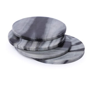 New Classic Marble Coasters With Holder Natural Black and White Brass Inlay Handmade Coasters for Housewarming and Wedding - Product Image 4