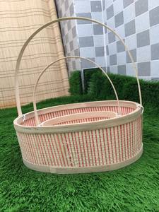ตะกร้าไม้ไผ่อเนกประสงค์พร้อมที่จับตะกร้าใส่ดอกไม้สไตล์หรูหราสำหรับจัดเก็บหรือเป็นของขวัญ - Product Image 4