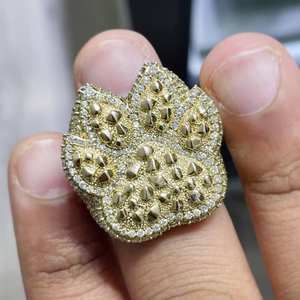 6.00 Carat Moissanite Diamond Hip Hop Ring Custom <b>Cat</b> Paw Iced Design Romantic Customizable for Men's 925 Sterling Silver - Product Image 1