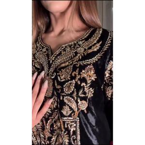 Salwar Kameez de Terciopelo de Alta Calidad para Mujer, Mangas Largas, Elegante Dupatta de Georgette, para Fiestas, Uso Diario, Secado Rápido, para Todas las Temporadas - Product Image 2