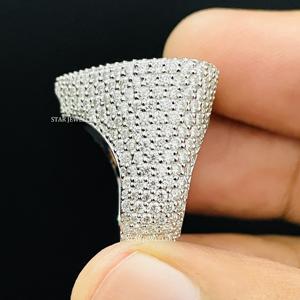 Iced Out VVS Moissanite Baguette D Color Heart Ring para él, Silver Hip Hop Moissanite Baguette Heart Ring. - Product Image 5