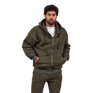 Survêtement vintage en coton avec logo personnalisé, lavage à l'acide, survêtement pour homme, survêtement empilé, lavage vintage, sweat-shirts à fermeture éclair - Product Image 1