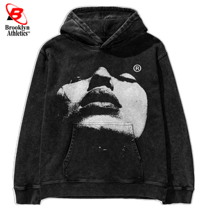 เสื้อมีฮู้ดผ้าคอตตอนโอเวอร์ไซส์แบบมีซิปรูดไหล่โอเวอร์ไซส์ฟอกสีแดดซีดจางกำหนดได้เอง - Product Image 4