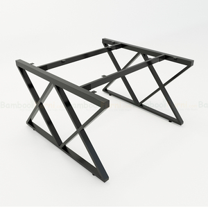 XBamboo 2-Seater Dinng <b>Table</b> Set BFXB011-120x120cm Square Cluster <b>Table</b> with Assembled Iron Legs for Home Bar or Office Use - Product Image 4