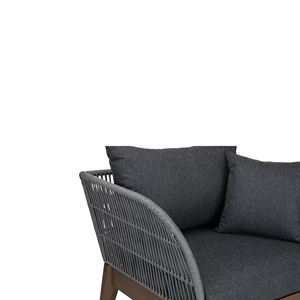 Juego de sofás de madera de teca y metal con cojín de cuerda Muebles de exterior Juego de muebles de jardín de madera para patio-Emilio - Product Image 5