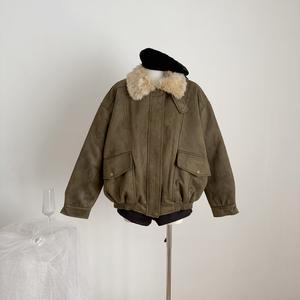 Chaqueta de Manga Larga Estilo Vintage Otoñal con Cuello de Piel de Zorro, Nueva Moda, Holgada, Informal, con Cierre de Cremallera, Mezclilla y Spandex 100% - Product Image 3