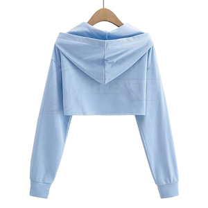 Sweat-shirt à capuche court oversize à épaules tombantes 100% coton Sweat-shirt court pour femmes décontracté - Product Image 3