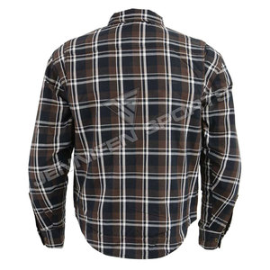 2024 OEM camisa de tela de franela 100% algodón manga larga cremallera y botones cierre bolsillos en el pecho interior tela de poliéster y protecciones - Product Image 5