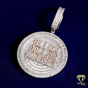 Collana con ciondolo glassato elegante con gioielli a disco con Micro lastricata di diamanti Baguette catena di gioielli Bling Hip Hop - Product Image 2