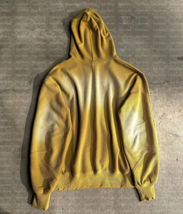 Sweat à capuche surdimensionné de haute qualité ODM en détresse avec logo personnalisé Sweat à capuche en tricot gaufré 100% coton lourd avec fermeture éclair - Product Image 4