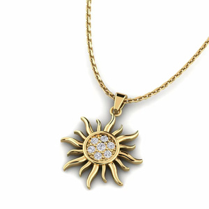 Collar de cadena con diseño de sol brillante 14K oro amarillo IGI Report VVS Lab Grown Diamond Certified joyería al por mayor para mujeres DS0424 - Product Image 3