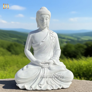 Hand Carved Large White Stone Marble Religious <strong>Buddha</strong> <strong>Statue</strong> Sculpture For Outdoor Garden Temple And Home Decor - Product Image 1