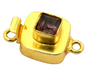 Piedra preciosa amatista de forma cuadrada, 1 hebra y 2 hebras, cierre de caja, chapado en oro de 18 quilates, 19X10X8mm, cierre para hacer joyas B616 - Product Image 2