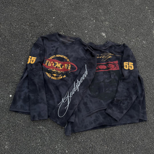 T-shirts à manches longues pour hommes, col rond, imprimés DTG tie-dye personnalisés, grande taille, haute qualité, vente en gros 2026 - Product Image 4