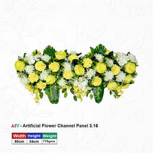 Panel de Flores Artificiales Golden Sunshine & Ivory Bloom, Peonía Amarilla Canaria y Crisantemo Blanco Escarchado, 90cm - Product Image 1