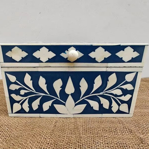 Calidad Premium Perfect Blue Bone Inlay Jewelry Bone Inlay Box Paquete de joyería Cajas de anillos personalizadas Joyero BY HF CRAFTS - Product Image 1