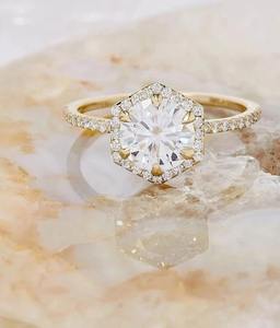 แหวนเพชรโมอิสทรงหกเหลี่ยมสีขาวเงิน925สั่งทำสำหรับแหวนหมั้นเครื่องประดับเพชรอื่นๆ - Product Image 3