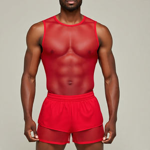 ชุดเสื้อยืดกางเกงขาสั้นตาข่ายแห้งเร็วชุดกลางคืนเซ็กซี่ชุดตาข่ายกางเกงขาสั้นหลวมน้ำหนักเบาเสื้อยืดกางเกงขาสั้นเด็กผู้ชาย - Product Image 5