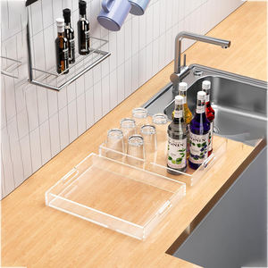 Bandeja de acrílico transparente elegante personalizada OEM, duradera y ligera con bordes elevados para uso doméstico, para servir alimentos y bebidas - Product Image 5