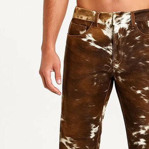 Pantalones de Cuero Vacuno de Cintura Media para Hombre, Estilo Recto Ligero con Pelo, con Logotipo Personalizado - Product Image 6