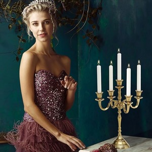 Best Wholesale Price Luxurious 5 Arms <b>Candelabra</b> Creative Metal Aluminum Tall Candle Holder Gold Finish Handicraft Creative - Product Image 3