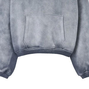 Sweat à capuche 100 % coton délavé à l'acide et délavé dégradé tendance, à épaules tombantes, en polaire chaude, écologique, haute densité, décontracté pour l'hiver - Product Image 4