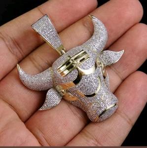 Moissanite blanco forma redonda signo del zodiaco Toro colgante Taurus Bull Charm colgante 925 plata esterlina colgante personalizado - Product Image 3