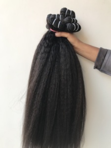 Extensions de cheveux humains vierges indiens, 28 pouces, lisses et crépus, double trame, pour femmes, noires, prix de gros - Product Image 6