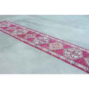2,6x12,9 ft Turkish Vintage Rug, <b>Runner</b> Rug, Herki <b>Red</b> Wool Rug - Product Image 4