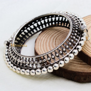 Wholesale 925 <b>Sterling</b> <b>Silver</b> <b>Beaded</b> Handmade <b>Bracelet</b> Best Quality Kada <b>Silver</b> Kada for Bohemian Jewelry for Weddings Gifts - Product Image 6