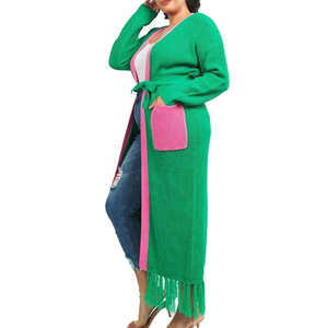 OEM/ODM Plus-Size <b>Women's</b> Casual Fringe <b>Cardigan</b> for AKA Sorority Greek Apparel V-Neck Front Embroidery Button Winter Sweater - Product Image 2