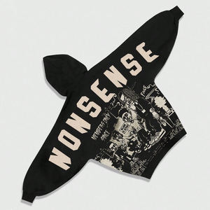 Vente en gros de sweats à capuche unisexes bon marché 220 GSM, en molleton surdimensionné, avec impression personnalisée en relief, sweats à capuche d'automne vierges pour hommes avec votre propre logo - Product Image 2