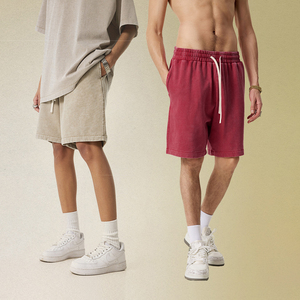 Short en coton décontracté pour hommes de haute qualité 330GSM Heavyweight Loose Fit Beach Summer Washed Oversize Distressed Design avec poche - Product Image 5