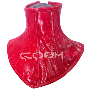 Corset de cou en cuir rouge effet crocodile avec armatures en acier - Product Image 1