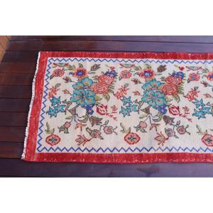 Turkish Rug, Small 2.5x4 ft Vintage Rug, <b>Red</b> Blue Ombr <b>Wool</b> Rug - Product Image 4