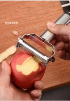 Smart Huishoudelijke Roestvrijstalen Dubbelzijdig Schilmesje Dubbele Actie Meloen Appel Aardappel Groentescheerapparaat Voor Keukengebruik