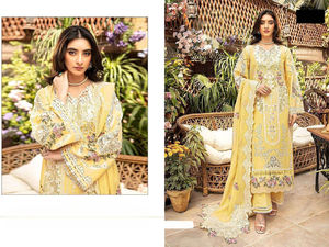 Algodón con autobordado pesado y varios parches bordados traje de estilo paquistaní semicosido para adultos - Product Image 3