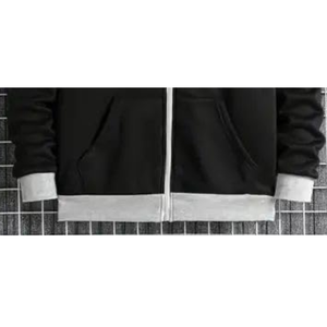 Sweat-shirts décontractés pour hommes de haute qualité, 100% coton, poche kangourou, couleur contrastée, fermeture éclair sur le devant, cordon de serrage, logo personnalisé - Product Image 4