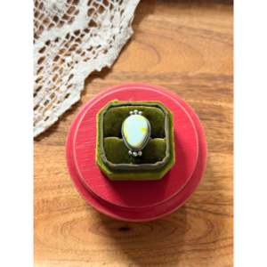 Scott Skeets Boho <b>Statement</b> <b>Ring</b> Palomino Variscite & Sterling <b>Silver</b> Cut Animal Pattern Vermeil Plating Size 6 Everyday Wear - Product Image 1