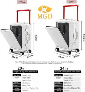 फ्रंट डिब्बे लैपटॉप के साथ विस्तृत हैंडल सामान ट्रॉली सूटकेस के साथ लैपटॉप कंप्यूटर एल्यूमीनियम तैयार पीसी हार्डशेल व्यवसाय सामान - Product Image 2