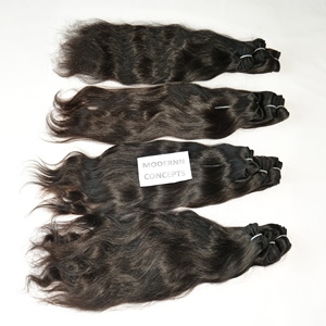 Extensions de cheveux humains indiens de haute qualité vierges crus 8-32 pouces, faisceaux ondulés de cuticules alignées en noir, perruques de style boucles - Product Image 2