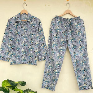 Femmes indiennes élégant décontracté imprimé fleuri 100% coton vêtements de nuit à la main popeline de luxe pour l'été automne matin promenades printemps - Product Image 1