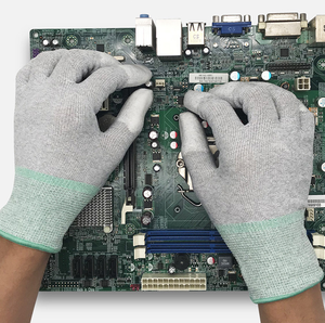 Оптовая продажа, белые антистатические перчатки из углеродного волокна с покрытием из полиуретана, защитные перчатки, электронные рабочие, оптовая продажа, антистатические перчатки - Product Image 4