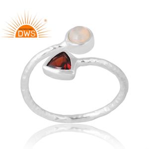 Latest Selling 925 Sterling Selling Natural Garnet & Ethiopian <b>Opal</b> Gemstone Ring Custom Jewelry For Women <b>Gift</b> For Her - Product Image 1