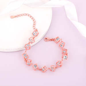 Pulsera de cristal cúbico de oro rosa Pulseras y brazaletes de cristal elegantes y lujosos - Product Image 4