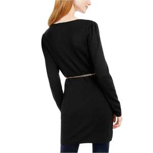 INC International Concepts Maglione tunica da donna casual con silhouette dritta e cintura a catena, nero, taglia media - Product Image 2