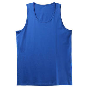 Bleu hommes doux coton sans manches élégant débardeur Muscle Tee coton solide blanc débardeur - Product Image 4