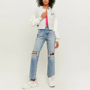 Unisex High Quality Custom Knitted Varsity <b>Jackets</b> Women's Crop Wool Body Sheep Skin <b>Sleeves</b> Chenille Embroidery Letterman <b>Short</b> - Product Image 3