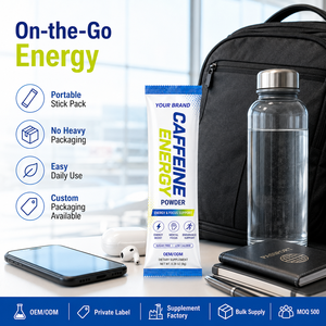 Sachet de Energía en Polvo con Cafeína, Sabor Cítrico y Menta, Sin Azúcar, Bajo en Calorías, Impulso de Energía, Apoyo para la Concentración Mental y la Resistencia - Product Image 6